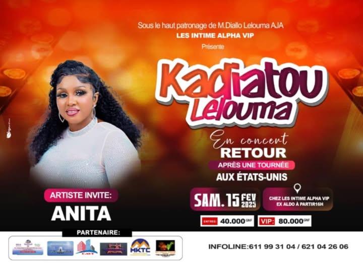 Cover Kadiatou Lelouma En Concert Retour Samedi Le 15 Février 2025 à Alpha VIP En Guinée