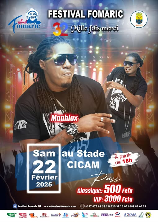 Cover Festival Fomaric Presente Maahlox Samedi 22 Février 2025 Au Stade Cicam Douala