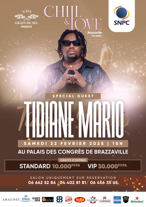 Cover Tidiane Mario En Concert Samedi 22 Février 2025 Au Palais De Congres De Brazzaville