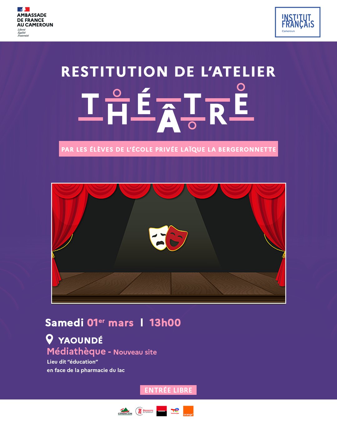 CoverRestitution De L'atelier  Théâtre Samedi 01er Mars 2025 à L'IFC Yaoundé