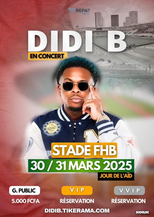 Cover Didi B En Concert Du 30 Au 31 Mars 2025 à Abidjan
