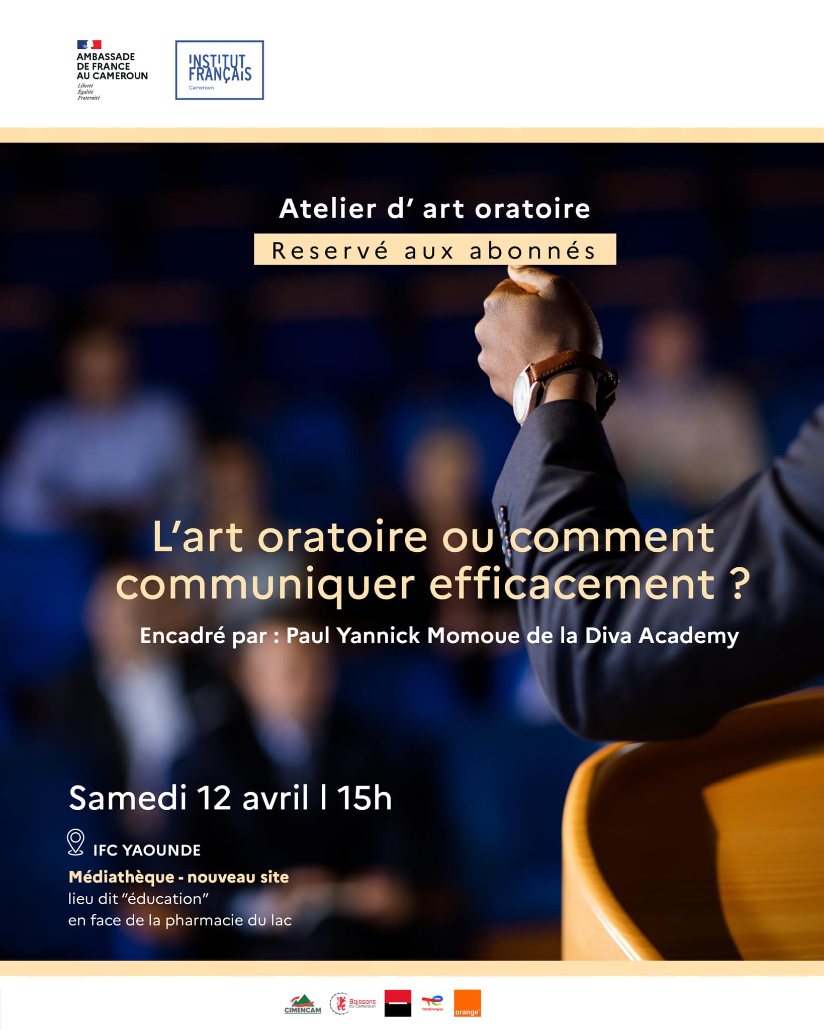 Cover Atelier D' Art Oratoire Samedi 12 Avril 2025 à L'IFC Yaoundé