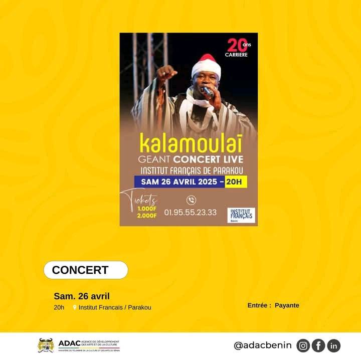Cover Kalamoulai Concert Live Samedi  26 Avril 2025 à L'Institut Français de Parakou