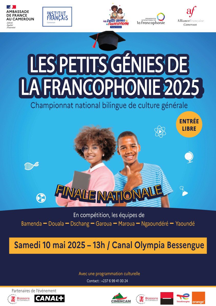 Cover Les Petits Génies de La Francophonie 2025 Samedi 10 Mai 2025 Au Canal Olympia Bessengue