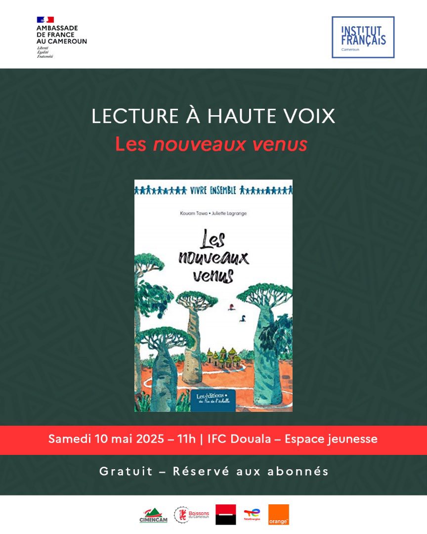 Cover lecture à Haute Voix Du Livre Les Nouveaux Venus Samedi 10 Mai 2025 à L'IFC Douala