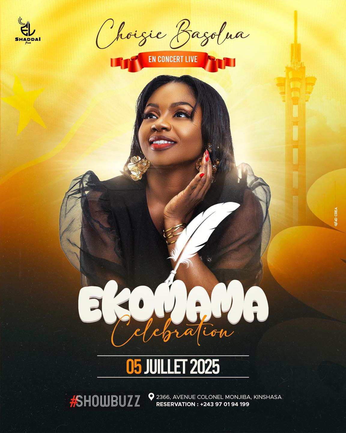 Cover Choisie Basolua en Concert pour Ekomama Celebration le 05 Juillet à Kinshasa