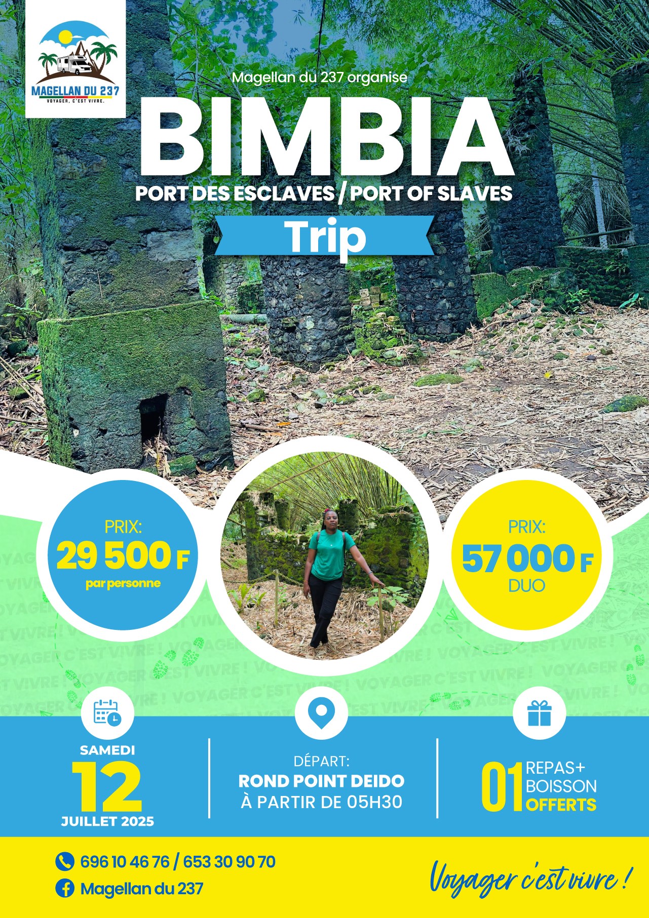 Cover Magellan du 237 organise un Trip à Bimbia, Port des Esclaves, le samedi 12 juillet 2025, avec départ de Rond Point Deido à 05h30.