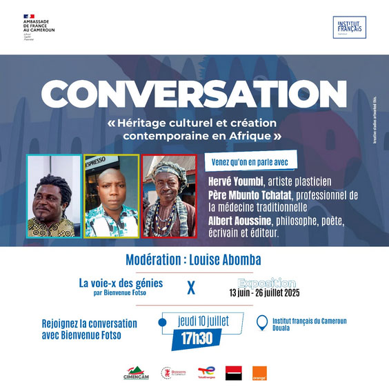 Cover Conversation: « Héritage culturel et création contemporaine en Afrique » avec Hervé Youmbi, Père Mbunto Tchatat et Albert Aoussine