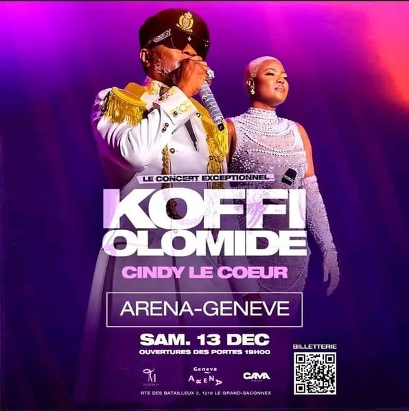CoverKoffi Olomidé et Cindy le Cœur en concert à Arena- Genève le 13 Décembre 2025