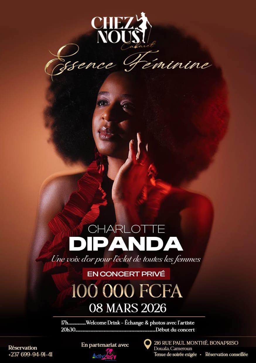 Cover Charlotte Dipanda en concert privé live le  8 Mars 2026 au cabaret CHEZ NOUS à Bonapriso à 20h30 .