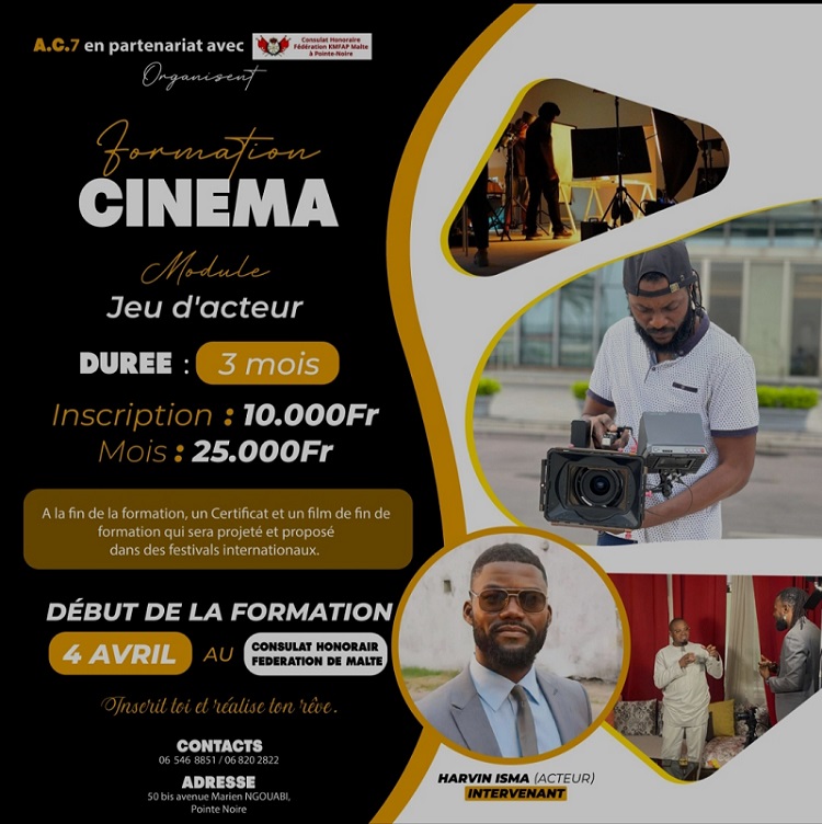 Formation CINÉMA débutera le 4 Avril 2026 au Congo