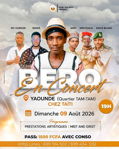 BERO En Concert le 09 Août 2026 Chez Taïti a Yaoundé