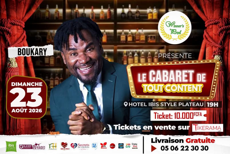 Winner's Prod présente Le Cabaret de Tout Content avec  Boukary   le 23 Août 2026 a Hôtel Ibis Style Plateau