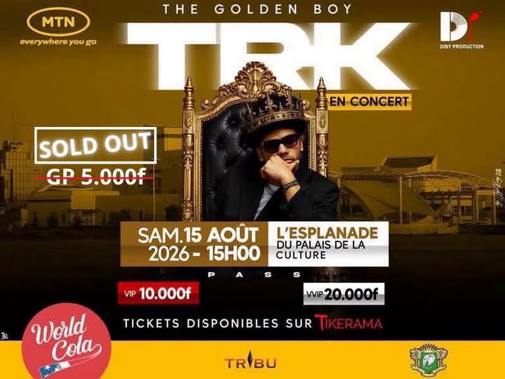 TRK  En Concert le 15 Août 2026 À partir de 15h00 a L'Esplanade du Palais de la Culture