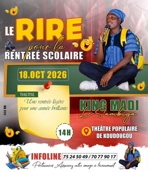 Le Rire pour la Rentrée Scolaire le 18 Octobre 2026 au Théâtre Populaire de Koudougou a 14h00