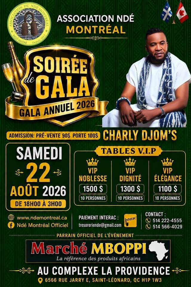 Soiree de Gala Annuel le 22 Aout 2026  au Complexe la Providence  situe a  6566 Rue Jarry E, Saint-Léonard, QC H1P 1W3