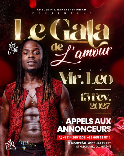 Le Gala de L'amour avec Mr. Leo le 13 Fevrier 2027 dès 19h a Montréal
