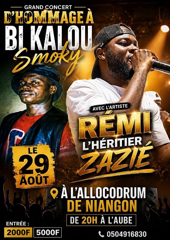 Grand Concert d'Hommage à Bi Kalou Smoky avec Rémi L'Héritier Zazié à L'Allocodrum de Niangon le 29 août 2026