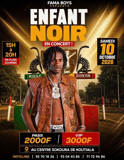 Concert d'Enfant Noir au Centre Sokoura de Koutiala le 10 octobre 2026