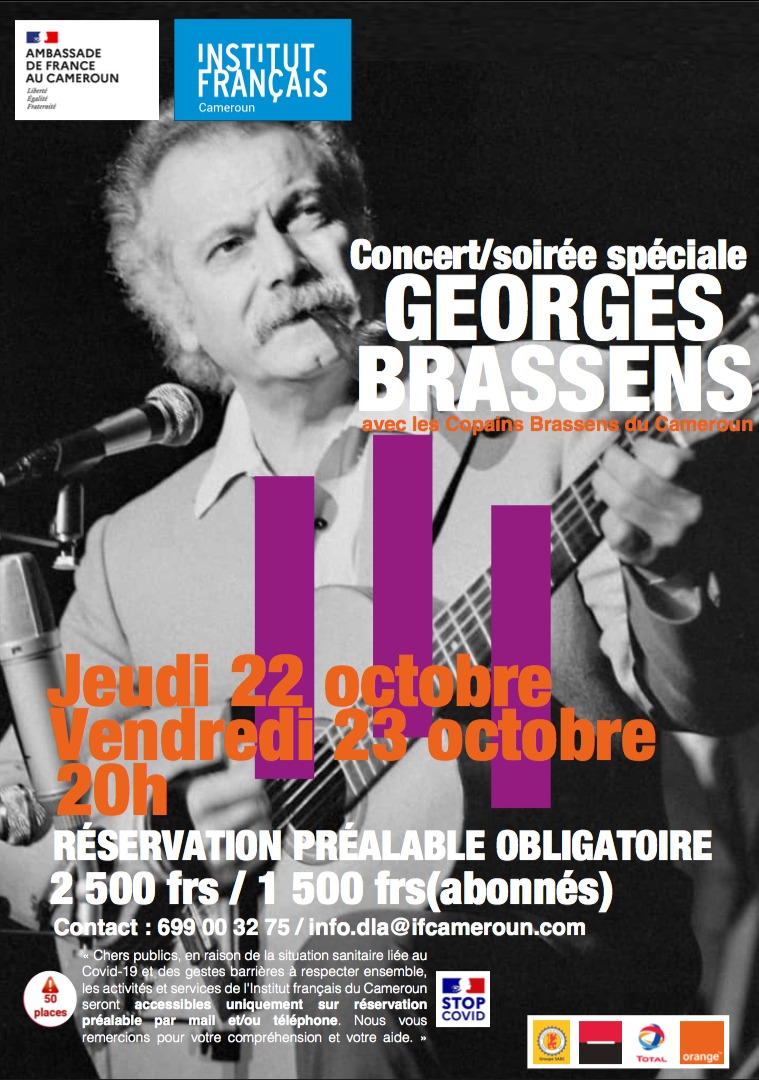 CoverSoirée Spéciale Et Concert En Mémoire De Georges Brassens Les 22 et 23 Octobre 2020 à l’Institut Français du Cameroun Antenne De Douala