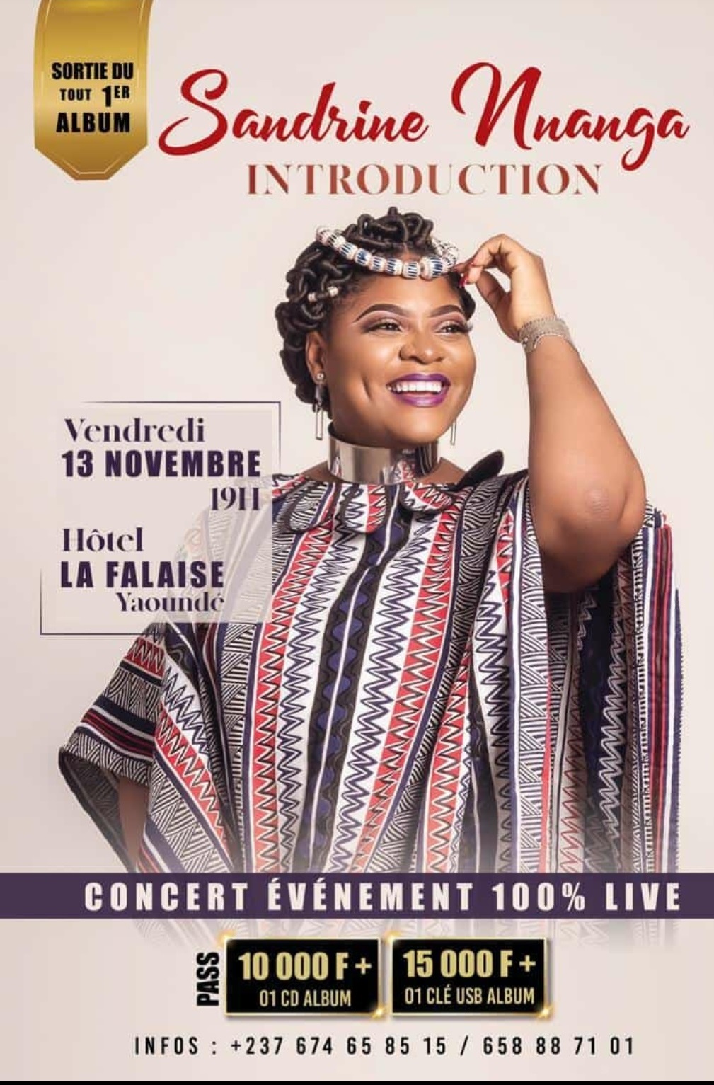 CoverLa sortie De « Introduction », Premier Album De Sandrine Nnanga Se Fera En Concert 100%Live Le 13 Novembre 2020 à l’Hôtel La Falaise Yaoundé