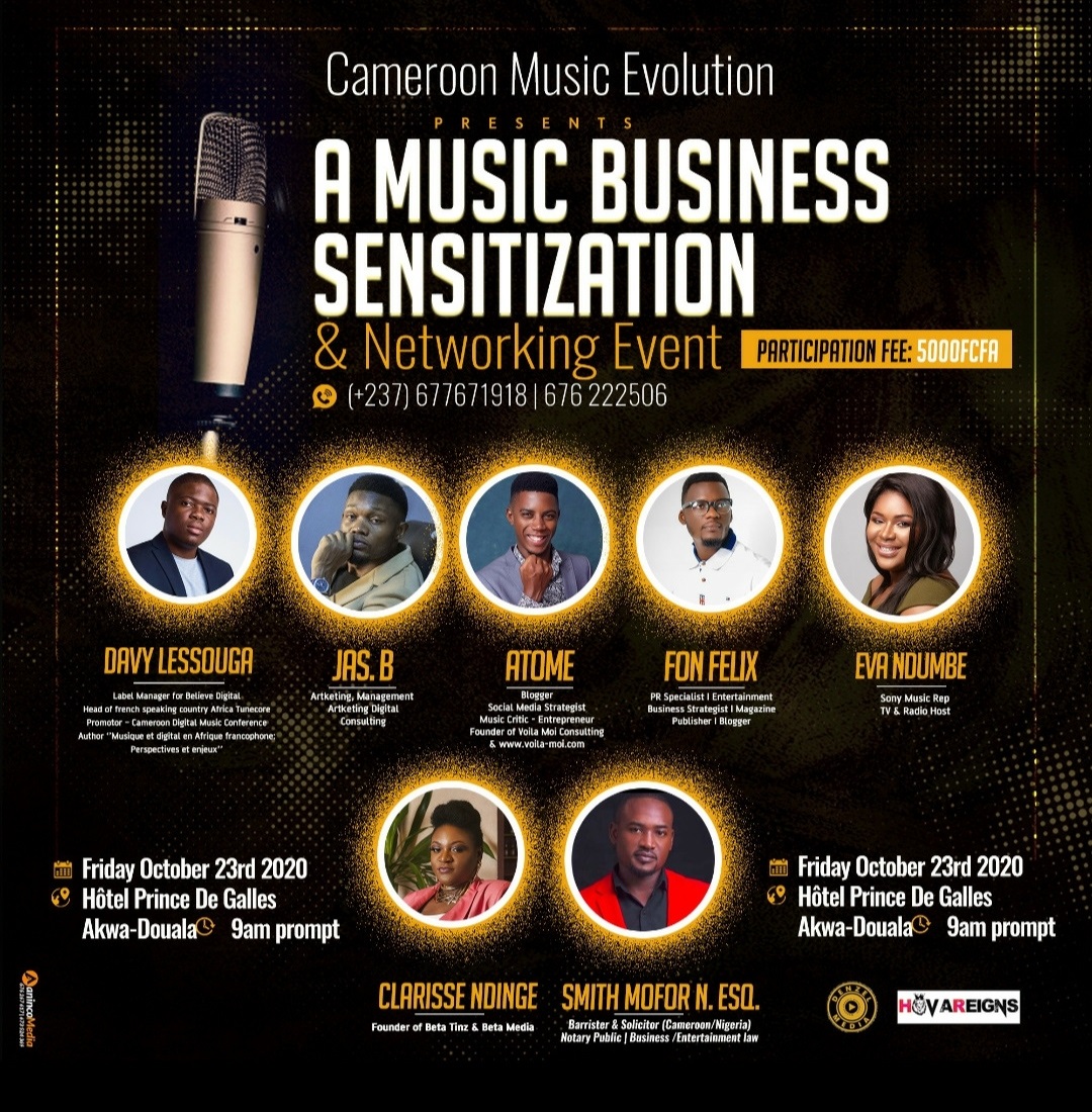 CoverA Music Business Sensitization And Networking Event Le 23 Octobre 2020 A L’Hôtel Prince De Galles Akwa-Douala