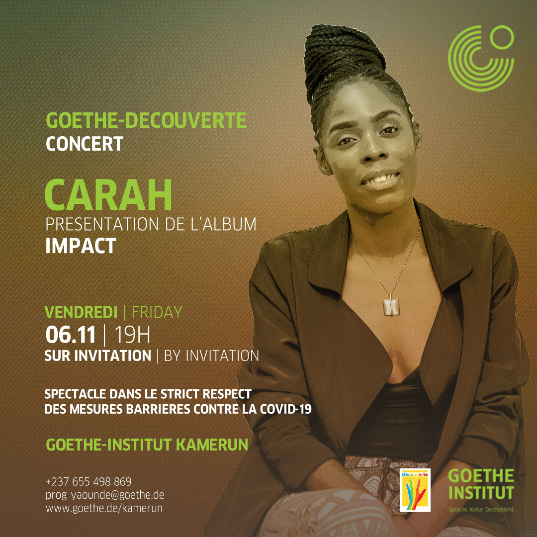 CoverConcert  de l'Artiste Carah le 6 Novembre 2020 au Goethe-Institut Kamerun à Yaoundé