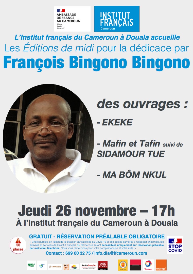 Cover Dédicace de Trois Ouvrages de François Bingono Bingono à l'Ifc Douala le 26 Novembre 2020