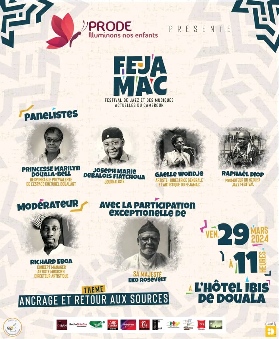 Dans un soucis de Promouvoir la Paix, l'Unité et la Solidarité, A l'échelle Nationale, Le Festival de Jazz et Des Musiques Actuelles Du Cameroun (FEJAMAC)  Organise un Grand Concert  du 29 au 31 Mars 2024  A Douala Hôtel IBIS