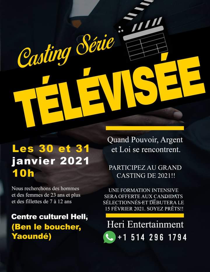 Cover Casting pour Série Télévisée les 30 et 31 Janvier 2021 à Yaoundé