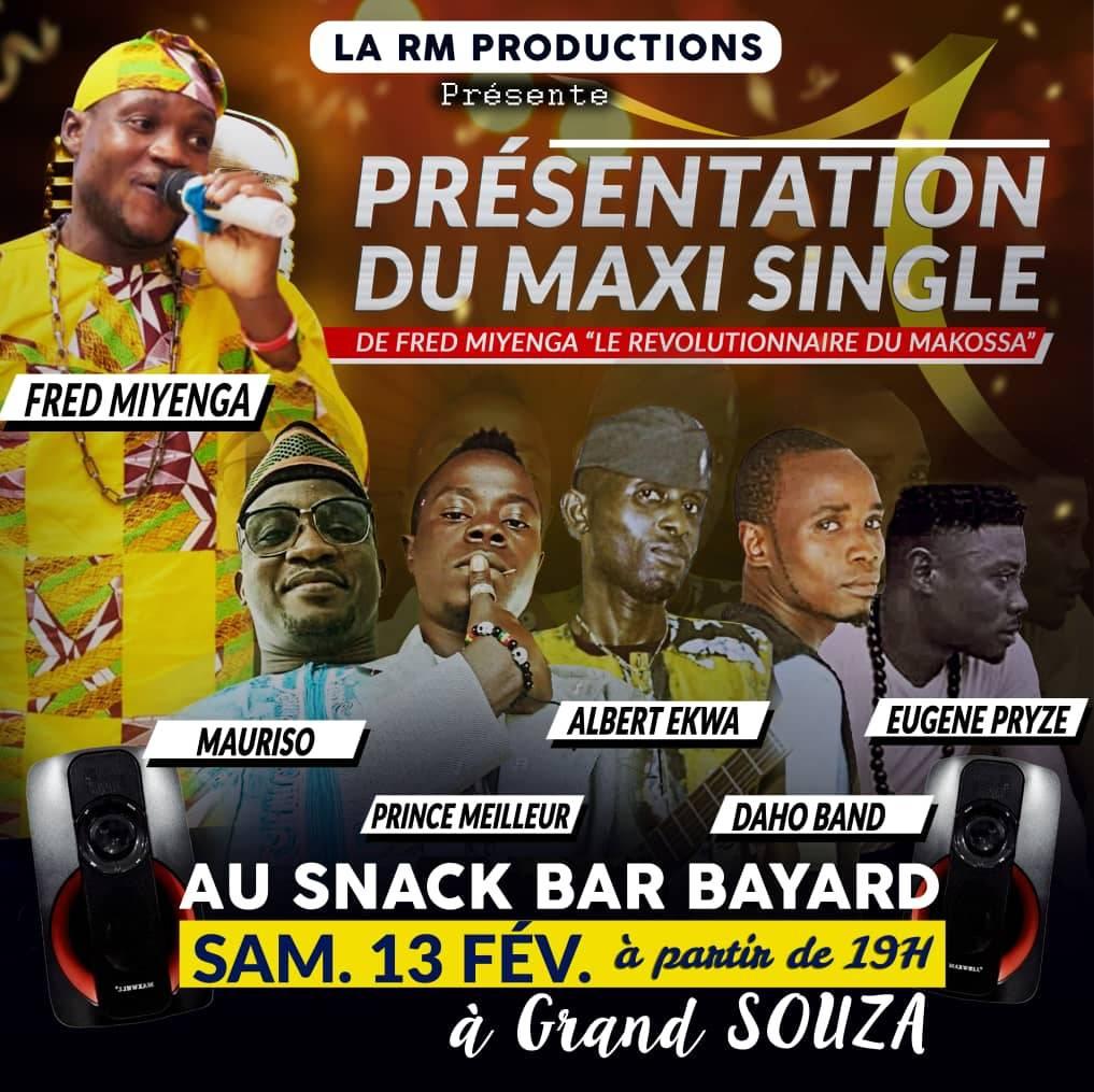 CoverPresentation du Maxi Single de Fred Miyenga à Grand Souza le 13 Février 2021