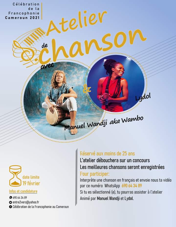 Cover Atelier de la Chanson avec Lydol et Manuel Wandji à Yaoundé le 20 et 27 Février 2021