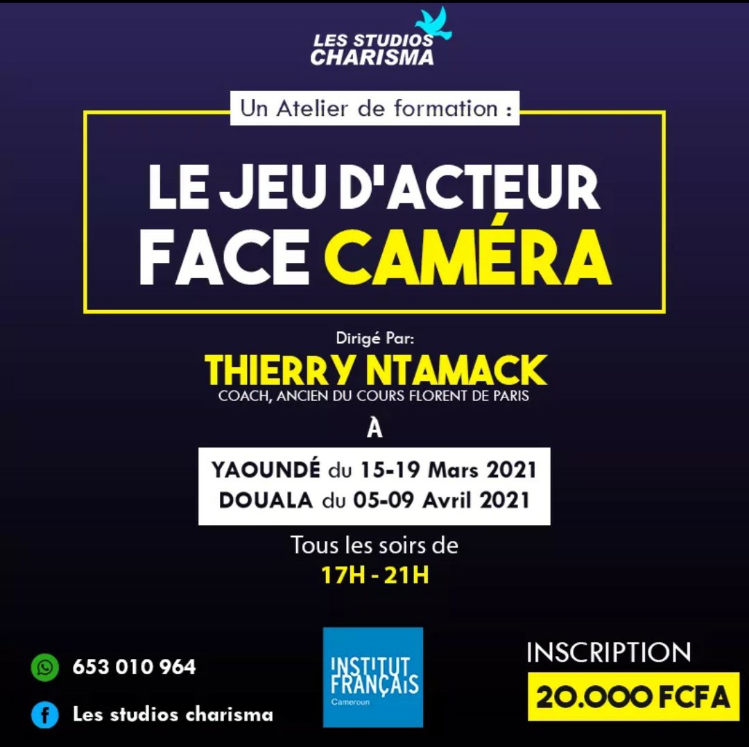 Cover Atelier Jeu d'Acteur Face Caméra à l'Institut Français de Douala du 15 au 19 Mars 2021