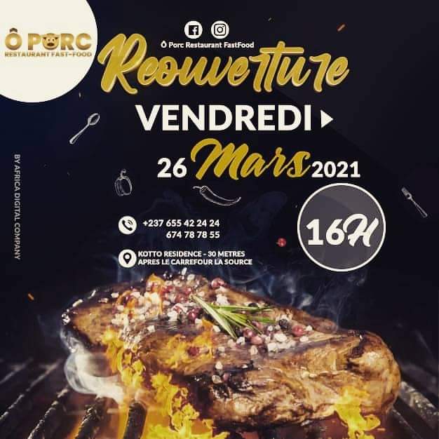 Cover Réouverture du Restaurant Ô Porc à Kotto Résidence le 26 Mars 2021