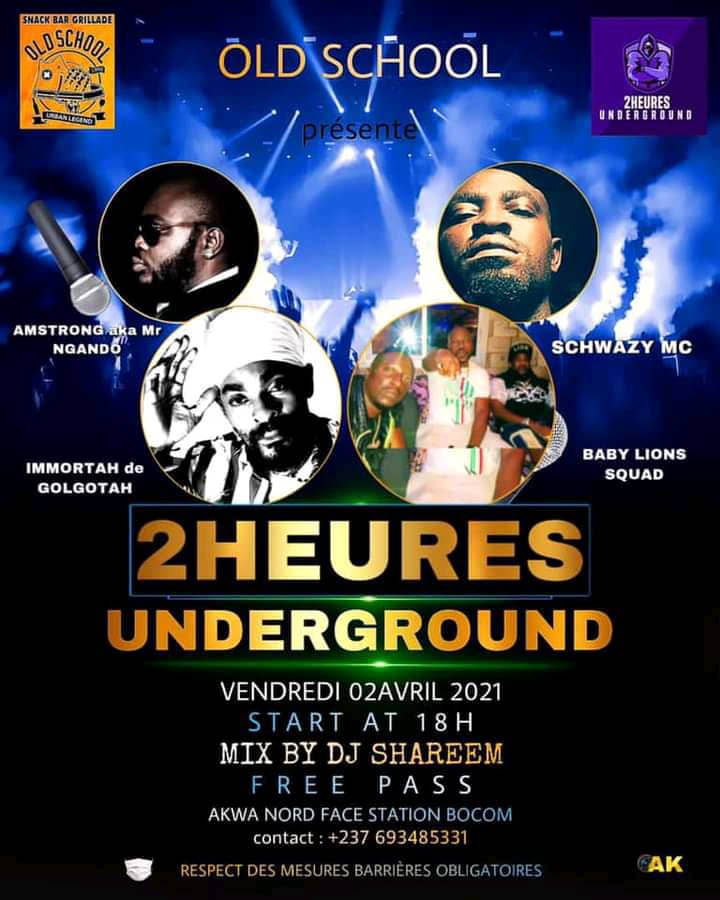 Cover2Heures UnderGround au Old School à Douala le 02 Avril 2021