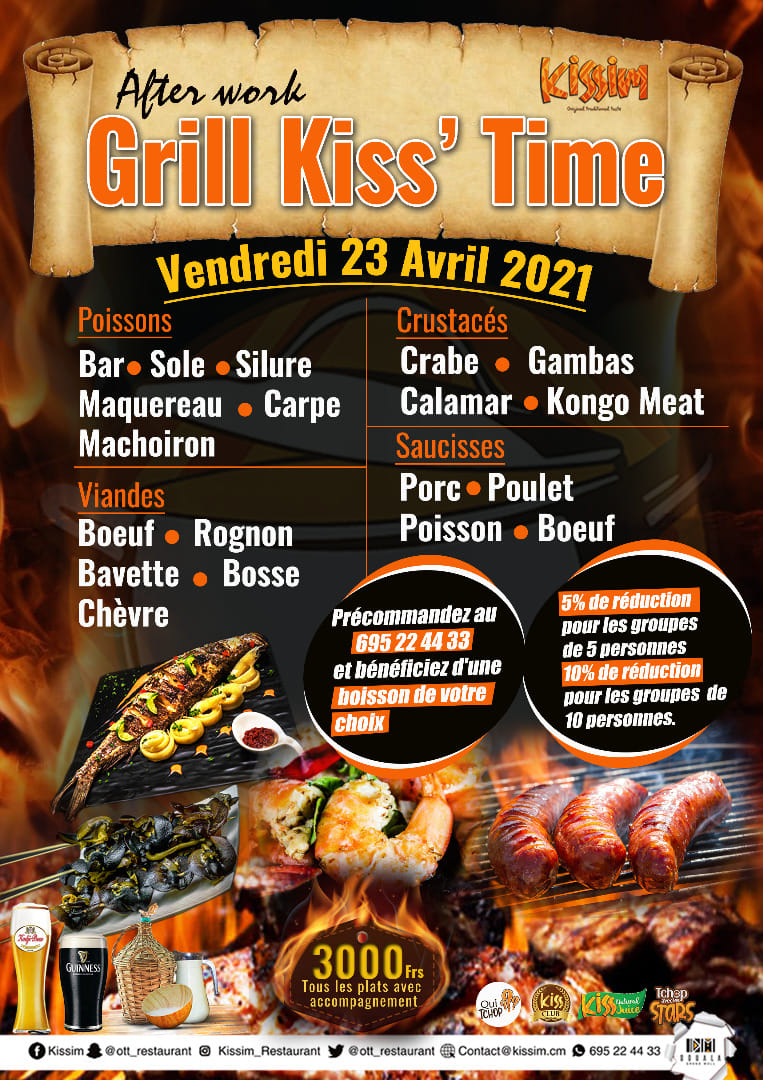 Cover Grill Kiss' Time After Work à Douala Grand Mall le 23 Avril 2021