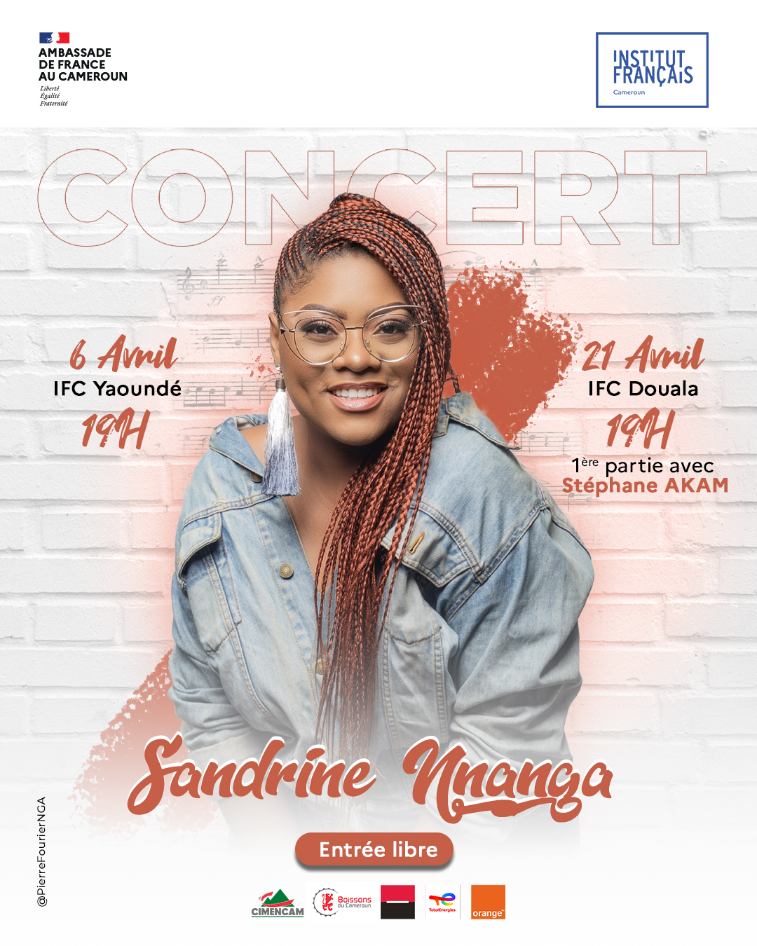 Cover Concert Sandrine Nnanga le 21 avril 2023 à l'IFC de Douala