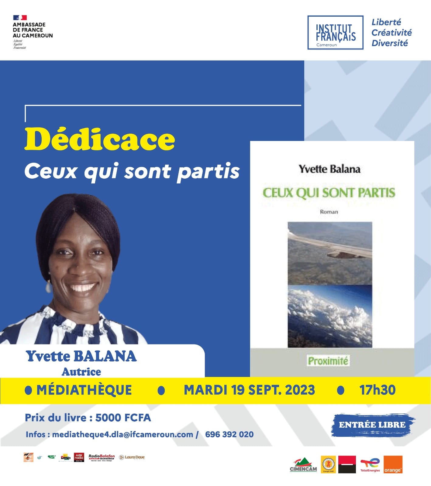 Cover Dédicace Du Livre D'Yvette Balana à l'Institut Français de Douala le 19 Septembre 2023
