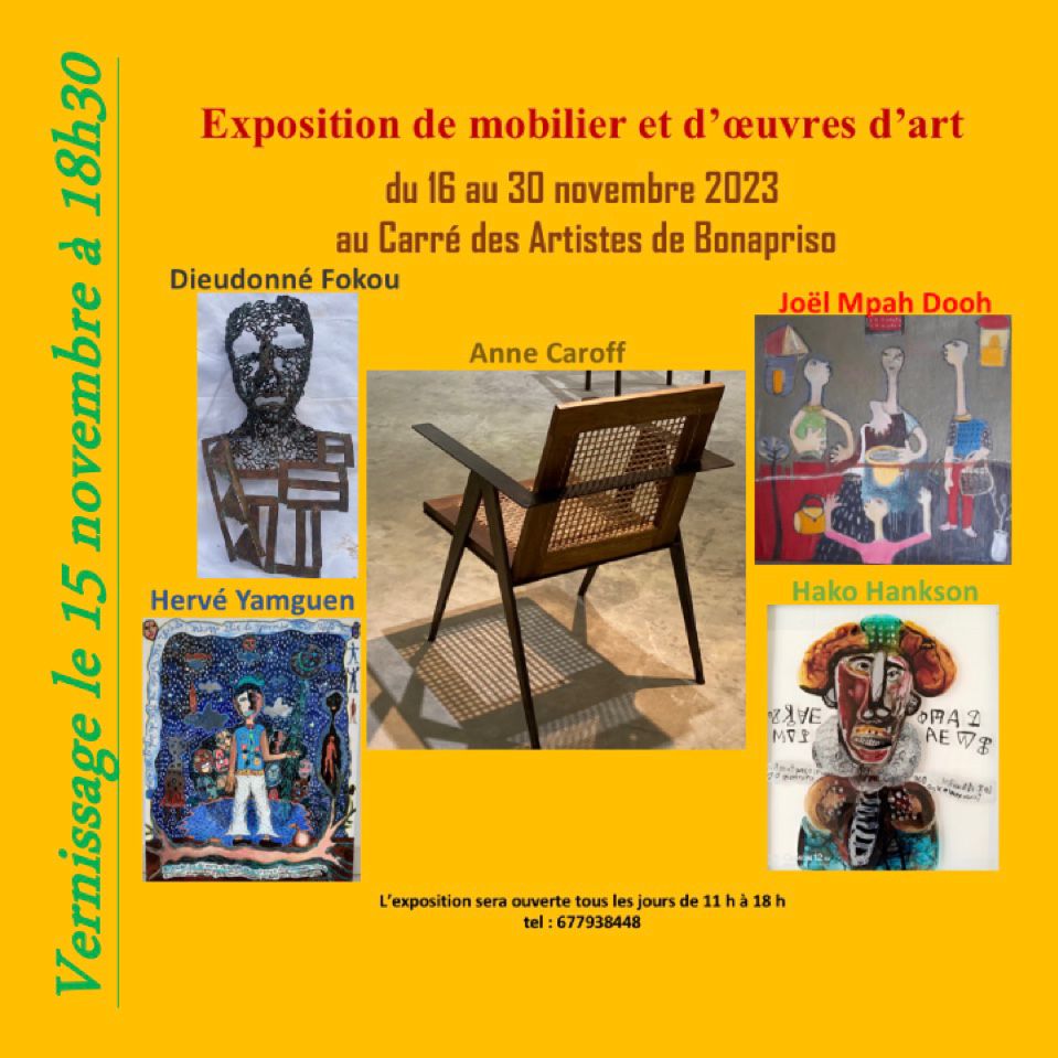 Cover Vernissage Exposition de Mobilier et D'Oeuvres d'Art aux Carrés des Artiste à Douala le 15 Novembre 2023