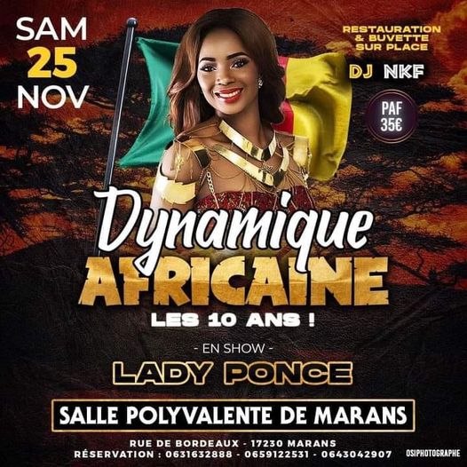 Cover Dynamique Africaine, Lady Ponce en Show à Bordeaux le 25 Novembre 2023