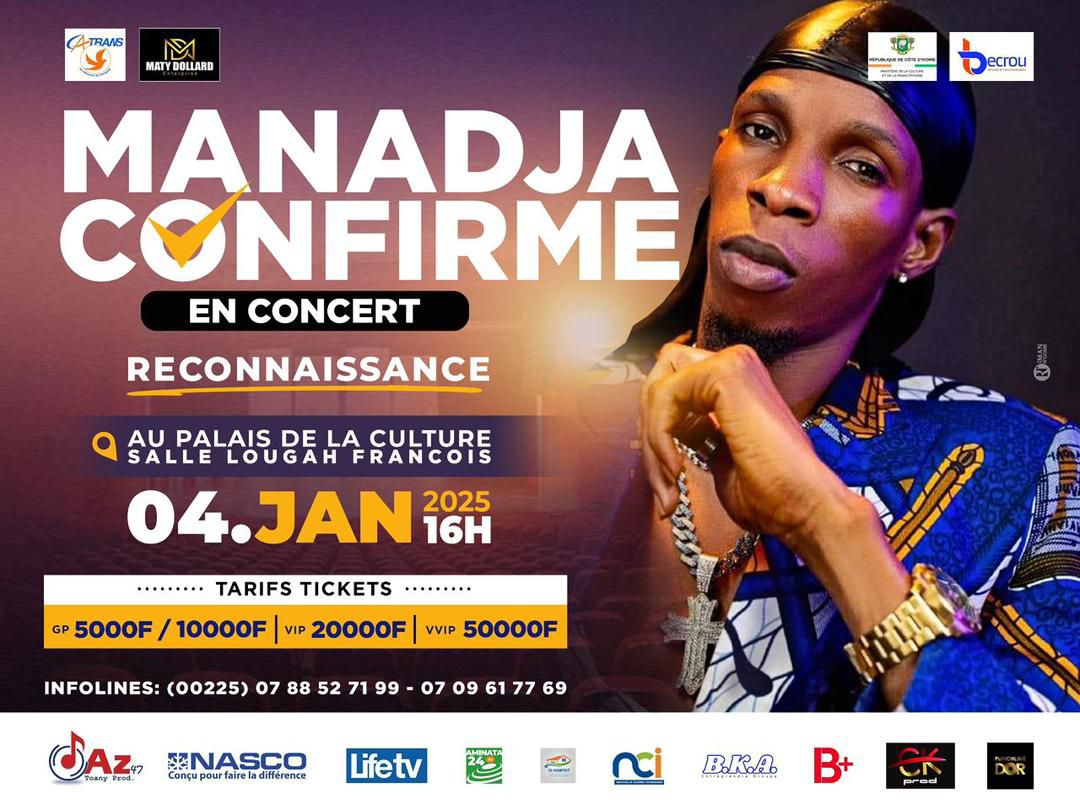 Cover Manadja Confirme En Concert Reconnaissance Le 04 Janvier 2025 Au Palais De La Culture