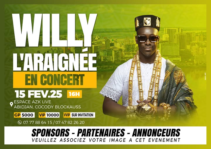 Cover Willy L'araignée En Concert Le 15 Février 2025 à Abidjan