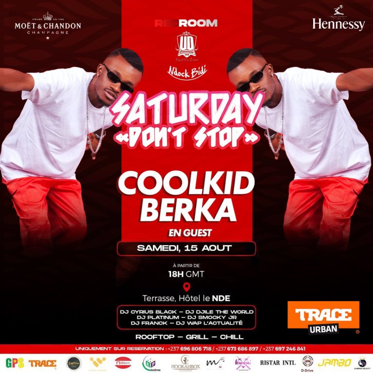 Cover Saturday Don't Stop avec CoolKid Berka le 15 Août à l'Hotel le Nde