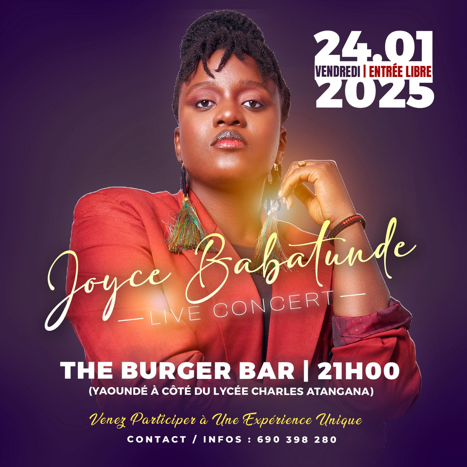 Cover Joyce Babatunde En Concert Live Ce Vendredi le 24 Janvier 2025 Au Burger Bar Yaoundé