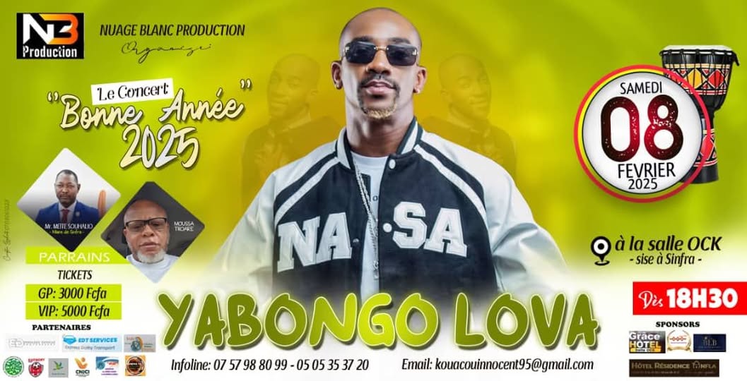 Cover Yabongo Lova En Concert Bonne Année 2025 Samedi 08 Février 2025 à La Salle OCK En Cote D'Ivoire